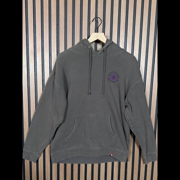Spit Fire Wheels Sweater Medium / Large Gray Pullover Fleece Psychedelic Hoodie - Picture 1 of 8